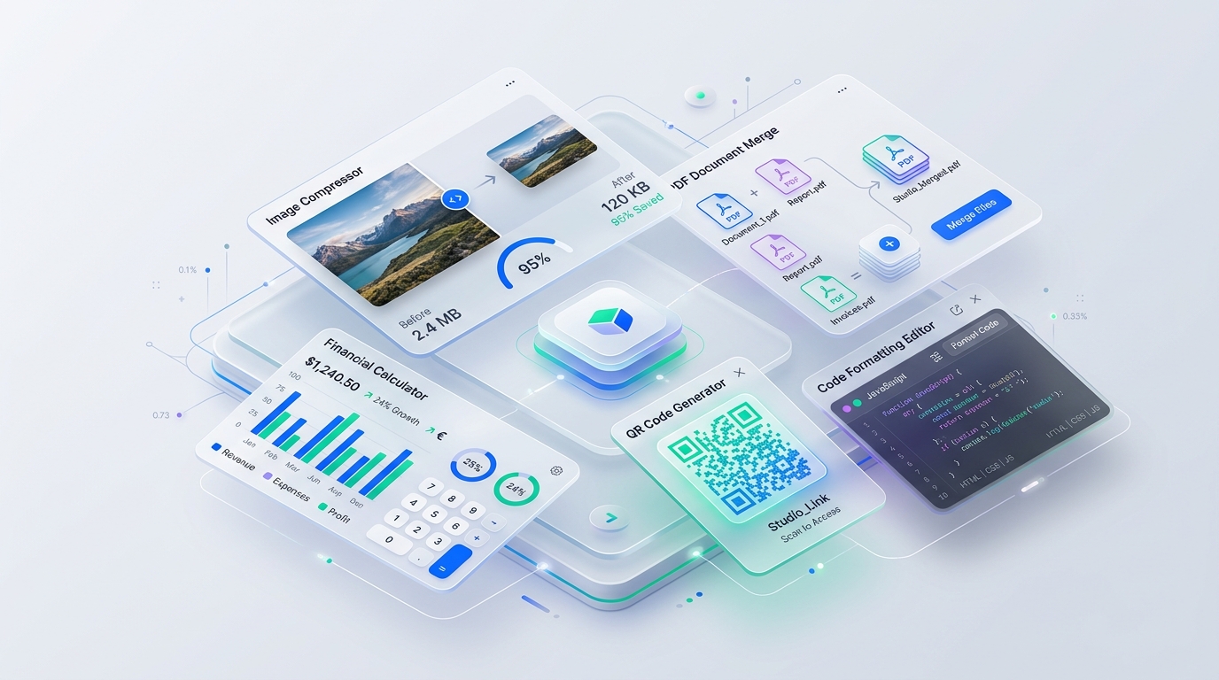 ToolsCluster Studio - Image Compression, PDF Conversion, Financial Calculators, QR Codes, and Code Tools